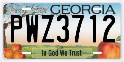 GA license plate PWZ3712