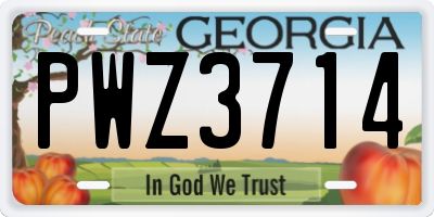 GA license plate PWZ3714