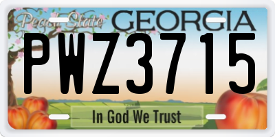 GA license plate PWZ3715