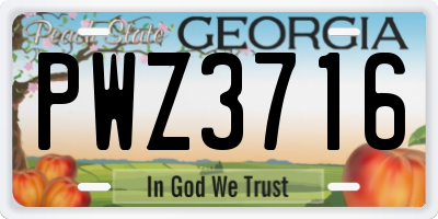 GA license plate PWZ3716