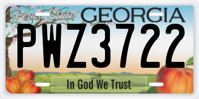 GA license plate PWZ3722