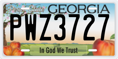 GA license plate PWZ3727