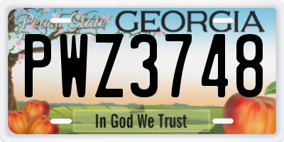 GA license plate PWZ3748