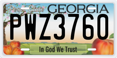 GA license plate PWZ3760