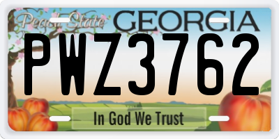 GA license plate PWZ3762