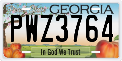 GA license plate PWZ3764