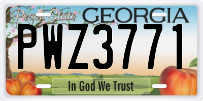 GA license plate PWZ3771