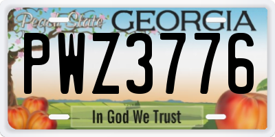 GA license plate PWZ3776