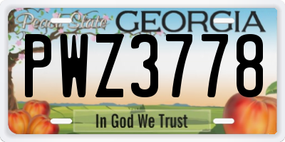 GA license plate PWZ3778