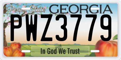 GA license plate PWZ3779
