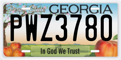 GA license plate PWZ3780