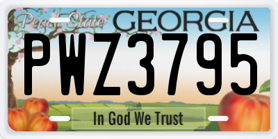 GA license plate PWZ3795
