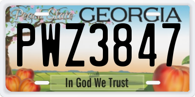 GA license plate PWZ3847