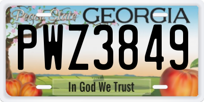 GA license plate PWZ3849