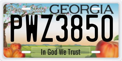 GA license plate PWZ3850
