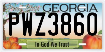GA license plate PWZ3860