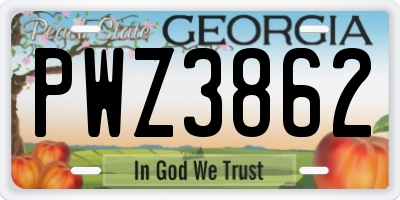 GA license plate PWZ3862