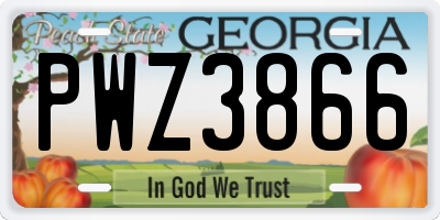 GA license plate PWZ3866