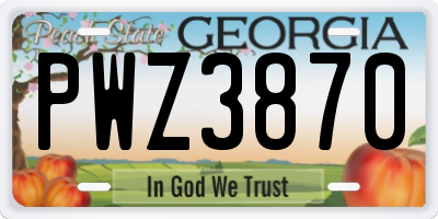 GA license plate PWZ3870
