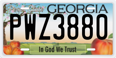 GA license plate PWZ3880