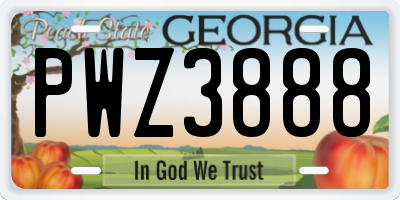 GA license plate PWZ3888