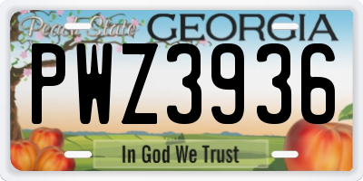 GA license plate PWZ3936