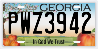 GA license plate PWZ3942