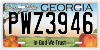 GA license plate PWZ3946