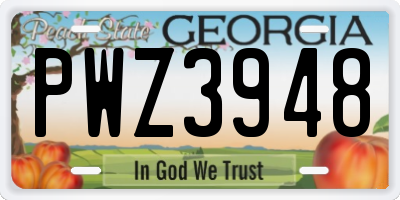 GA license plate PWZ3948