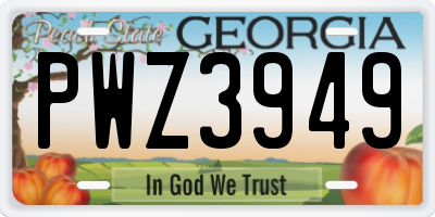 GA license plate PWZ3949