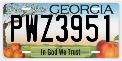 GA license plate PWZ3951