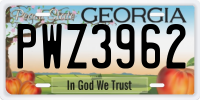 GA license plate PWZ3962