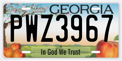 GA license plate PWZ3967