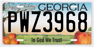 GA license plate PWZ3968