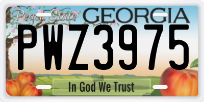 GA license plate PWZ3975