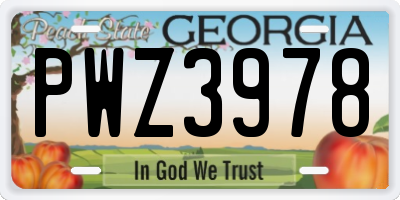 GA license plate PWZ3978