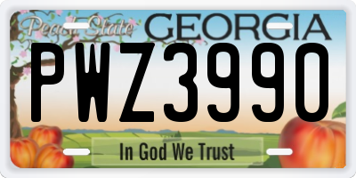 GA license plate PWZ3990
