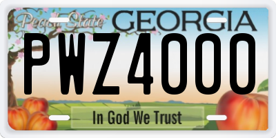 GA license plate PWZ4000
