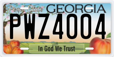 GA license plate PWZ4004