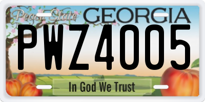 GA license plate PWZ4005