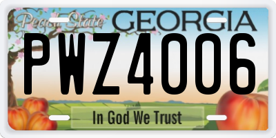 GA license plate PWZ4006