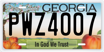 GA license plate PWZ4007