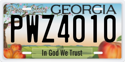 GA license plate PWZ4010