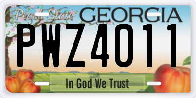 GA license plate PWZ4011