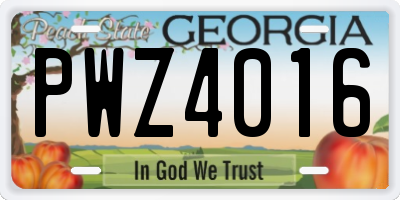 GA license plate PWZ4016