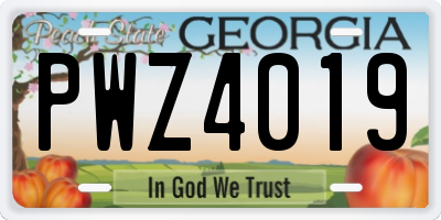 GA license plate PWZ4019