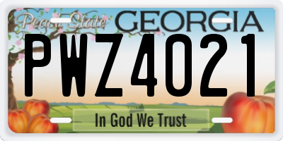 GA license plate PWZ4021