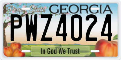 GA license plate PWZ4024