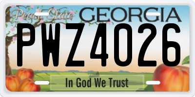 GA license plate PWZ4026