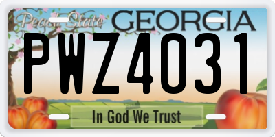 GA license plate PWZ4031